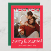 Eenvoudig getrouwd en vrolijk Pas getrouwd kerst f Feestdagenkaart (Voorkant / Achterkant)
