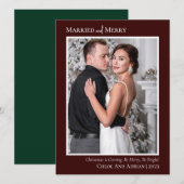 Eenvoudig getrouwd en vrolijk Pas getrouwd kerst f Feestdagenkaart (Voorkant / Achterkant)