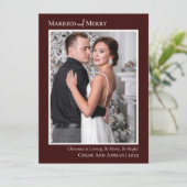 Eenvoudig getrouwd en vrolijk Pas getrouwd kerst f Feestdagenkaart (Staand voorkant)