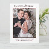 Eenvoudig getrouwd en vrolijk Pas getrouwd kerst f Feestdagenkaart (Staand voorkant)