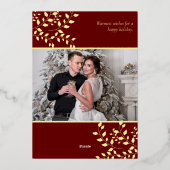 Eenvoudig getrouwd en vrolijk Pas getrouwd kerst f Folie Feestdagenkaart (Achterkant)