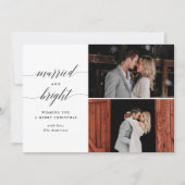 Eenvoudig getrouwd en vrolijk twee foto Pas getrou Feestdagenkaart (Voorkant)