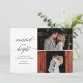 Eenvoudig getrouwd en vrolijk twee foto Pas getrou Feestdagenkaart (Staand voorkant)