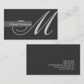 Eenvoudig Gewoon Grijs Wit Monogram Visitekaartje (Voorkant / Achterkant)