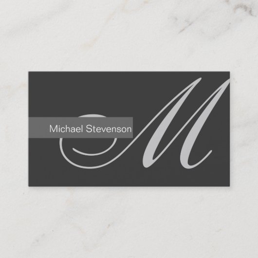 Eenvoudig Gewoon Grijs Wit Monogram Visitekaartje (Voorkant)