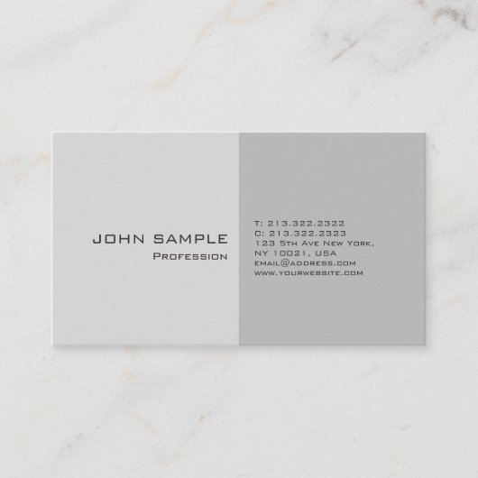Eenvoudig Gewoon Modern Professioneel Elegant Grij Visitekaartje (Voorkant)
