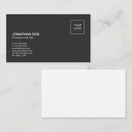 Eenvoudig Gewoon Modern Professioneel Elegant Zwar Visitekaartje (Voorkant / Achterkant)