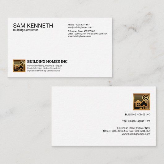 Eenvoudig Gewoon Modern Professioneel Goud Thuis P Visitekaartje (Voorkant / Achterkant)