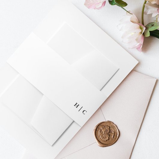 Eenvoudig gewoon modern tekst ellegant wit huwelij uitnodigingen wikkel