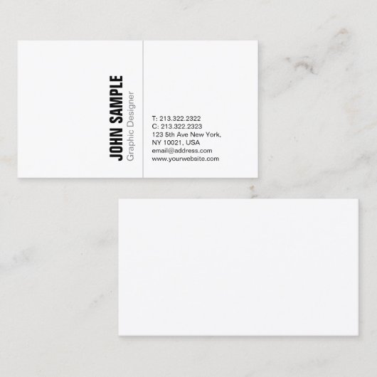 Eenvoudig gewoon modern, wit minimalistisch visitekaartje (Voorkant / Achterkant)
