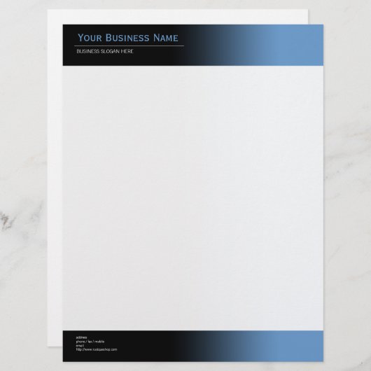 Eenvoudig gewoon modern zwart-wit en blauw verloop briefhoofd sjabloon (Voorkant / Achterkant)