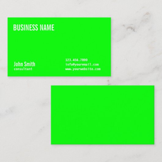 Eenvoudig gewoon Neon Green Consultant-Visitekaart Visitekaartje (Voorkant / Achterkant)