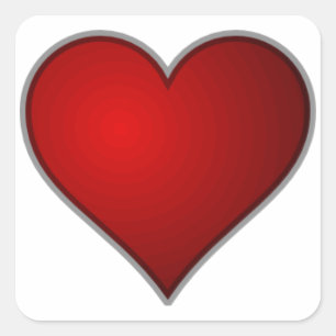 Eenvoudig gewoon rood hart vierkante sticker