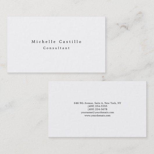 Eenvoudig gewoon wit, minimalistisch, modern visitekaartje (Voorkant / Achterkant)