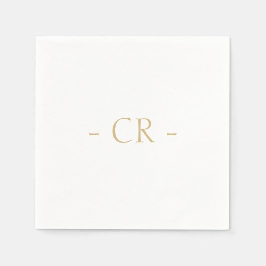 Eenvoudig Gewoon Wit Paar Initialen Monogram Servet (Voorkant)
