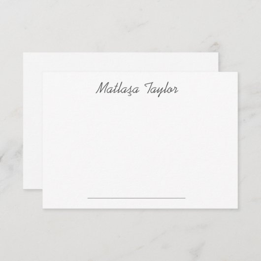 Eenvoudig Gewoon wit script, aangepast Notitiekaartje (Voorkant / Achterkant)