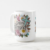 Eenvoudig gezegend Bloemenkruis Christelijk Kruis Koffiemok (Voorkant links)