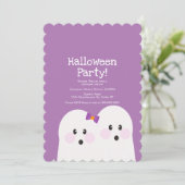 Eenvoudig 'Ghost Couple Halloween' roze patroon Kaart (Staand voorkant)