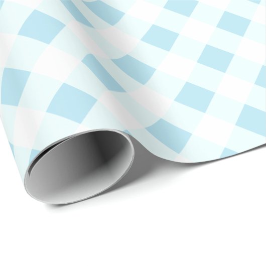 Eenvoudig Gingham Wrapping papier Baby Blauw (Rol Hoek)