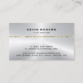 Eenvoudig glanzend faux metallic zilver goud visitekaartje (Achterkant)