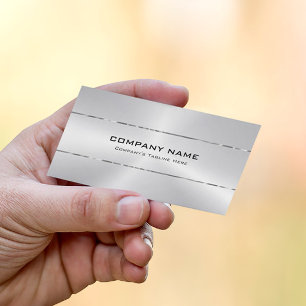 Eenvoudig glanzend faux metallic zilver ontwerp visitekaartje