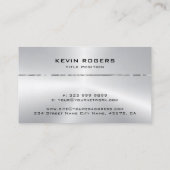 Eenvoudig glanzend faux metallic zilver ontwerp visitekaartje (Achterkant)