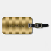 Eenvoudig glanzend gouden streepjespatroon bagagelabel (Voorkant horizontaal)