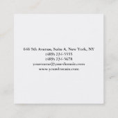 Eenvoudig glin elegant minimalistisch modern vierkante visitekaartje (Achterkant)