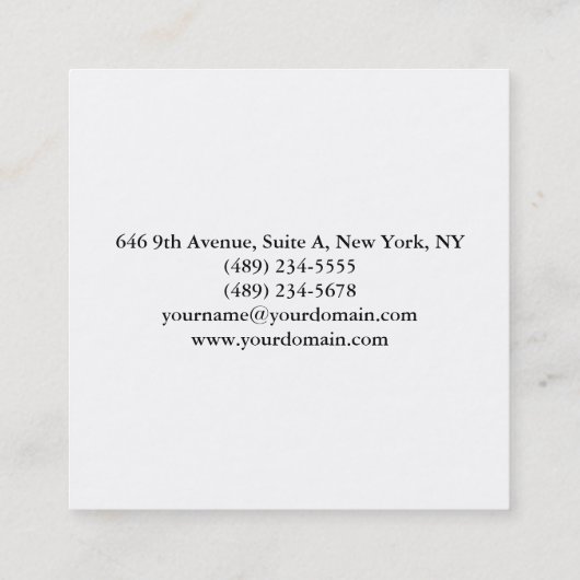 Eenvoudig glin elegant minimalistisch modern vierkante visitekaartje (Achterkant)