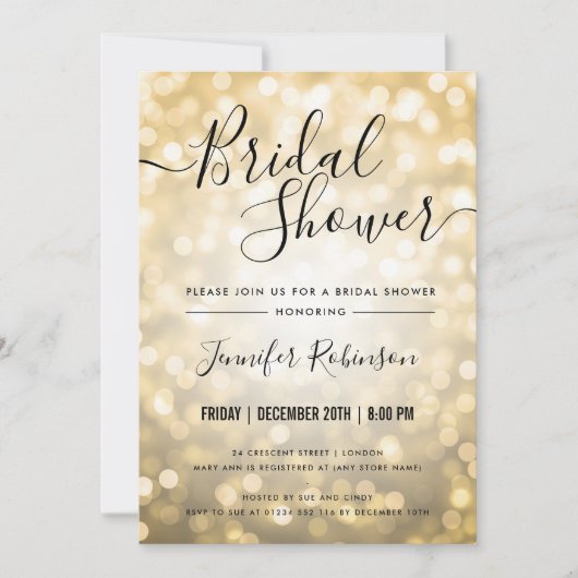 EENVOUDIG Gold Bokeh Lights Vrijgezellenfeest Kaart (Voorkant)