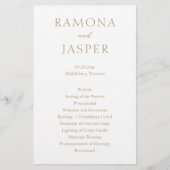 Eenvoudig Gold Bold Modern huwelijksprogramma (Voorkant)