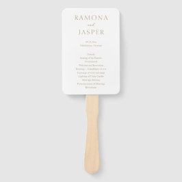 Eenvoudig Gold Bold Modern huwelijksprogramma Handwaaier