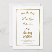 Eenvoudig Gold Border Weddenschap Sla de datum op Save The Date (Voorkant)