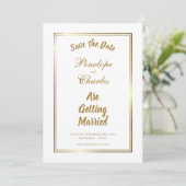 Eenvoudig Gold Border Weddenschap Sla de datum op Save The Date (Staand voorkant)