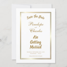 Eenvoudig Gold Border Weddenschap Sla de datum op Save The Date