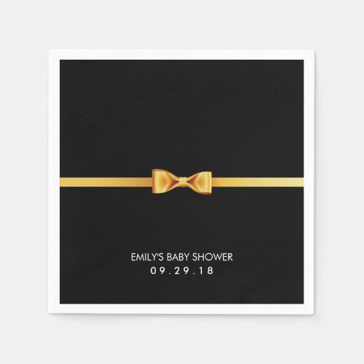 Eenvoudig Gold Bow Stropdas Baby shower Servet (Voorkant)