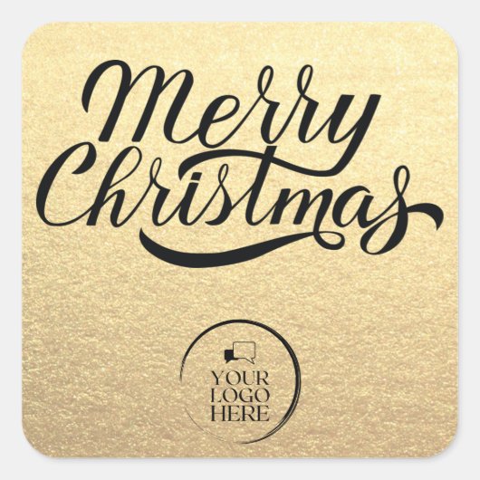 Eenvoudig Gold Business-Logo met prettige kerstdag Vierkante Sticker (Voorkant)