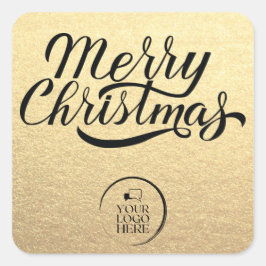 Eenvoudig Gold Business-Logo met prettige kerstdag Vierkante Sticker