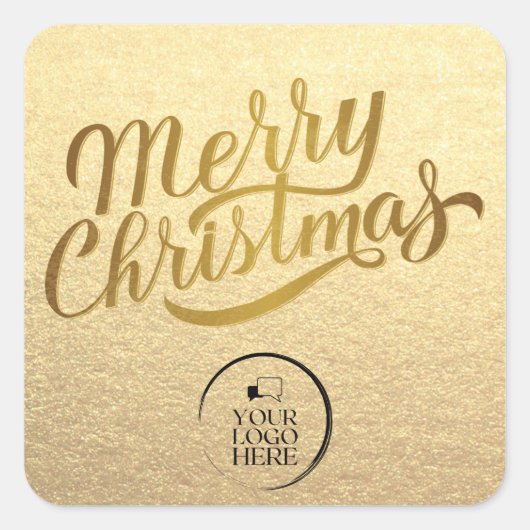 Eenvoudig Gold Business-Logo met prettige kerstdag Vierkante Sticker (Voorkant)