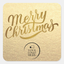 Eenvoudig Gold Business-Logo met prettige kerstdag Vierkante Sticker