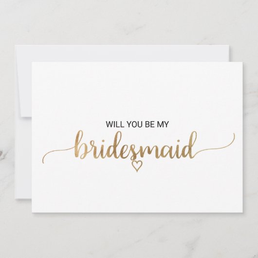 Eenvoudig Gold Calligraphy Bridesmaid-voorstel Kaart (Voorkant)
