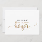 Eenvoudig Gold Calligraphy Matron of Honor proposa Kaart (Voorkant)