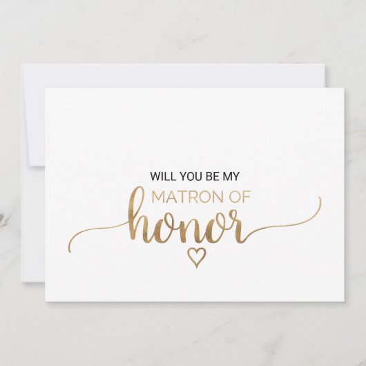 Eenvoudig Gold Calligraphy Matron of Honor proposa Kaart (Voorkant)