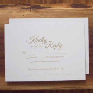 Eenvoudig Gold Calligraphy Song Request RSVP Kaartje