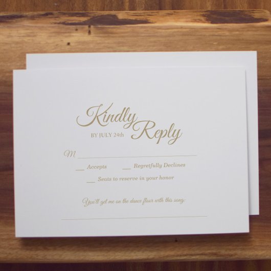 Eenvoudig Gold Calligraphy Song Request RSVP Kaartje