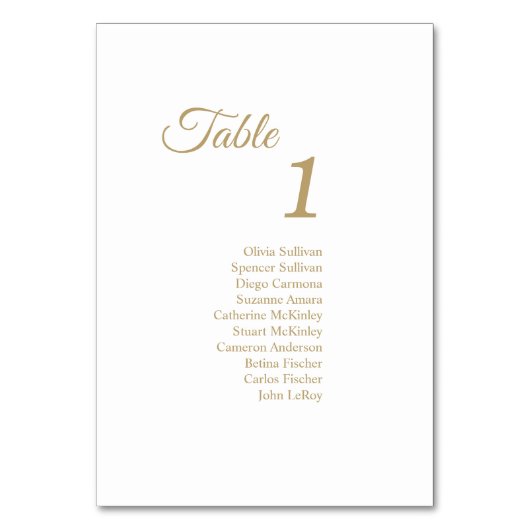 Eenvoudig Gold Calligraphy Table Number Guys Kaart (Voorkant)