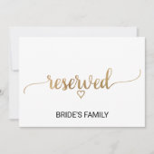 Eenvoudig Gold Calligraphy Weddenschap Reserved Si Kaart (Voorkant)