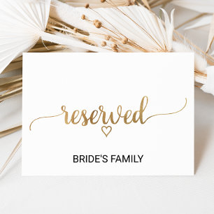 Eenvoudig Gold Calligraphy Weddenschap Reserved Si Kaart