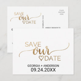 Eenvoudig Gold Calligraphy Weddenschap Save the Da Aankondigingskaart