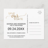Eenvoudig Gold Calligraphy Weddenschap Save the Da Aankondigingskaart (Achterkant)